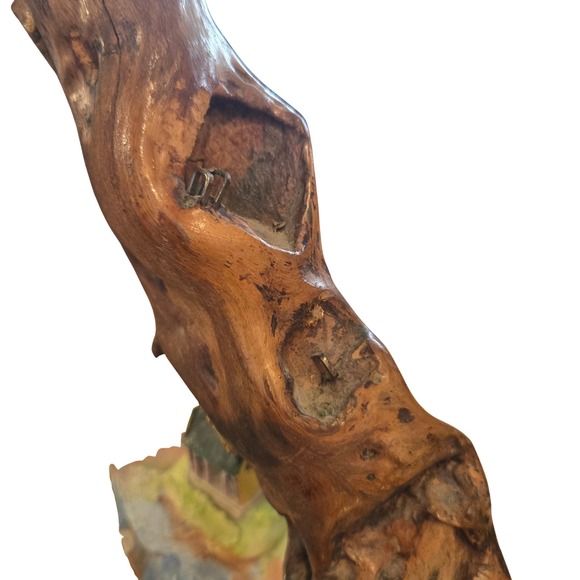 Vintage Chinese Shiwan Mud Man Sage Figurine Driftwood Pagoda Diorama Blue Glaze - Picture 6 of 12